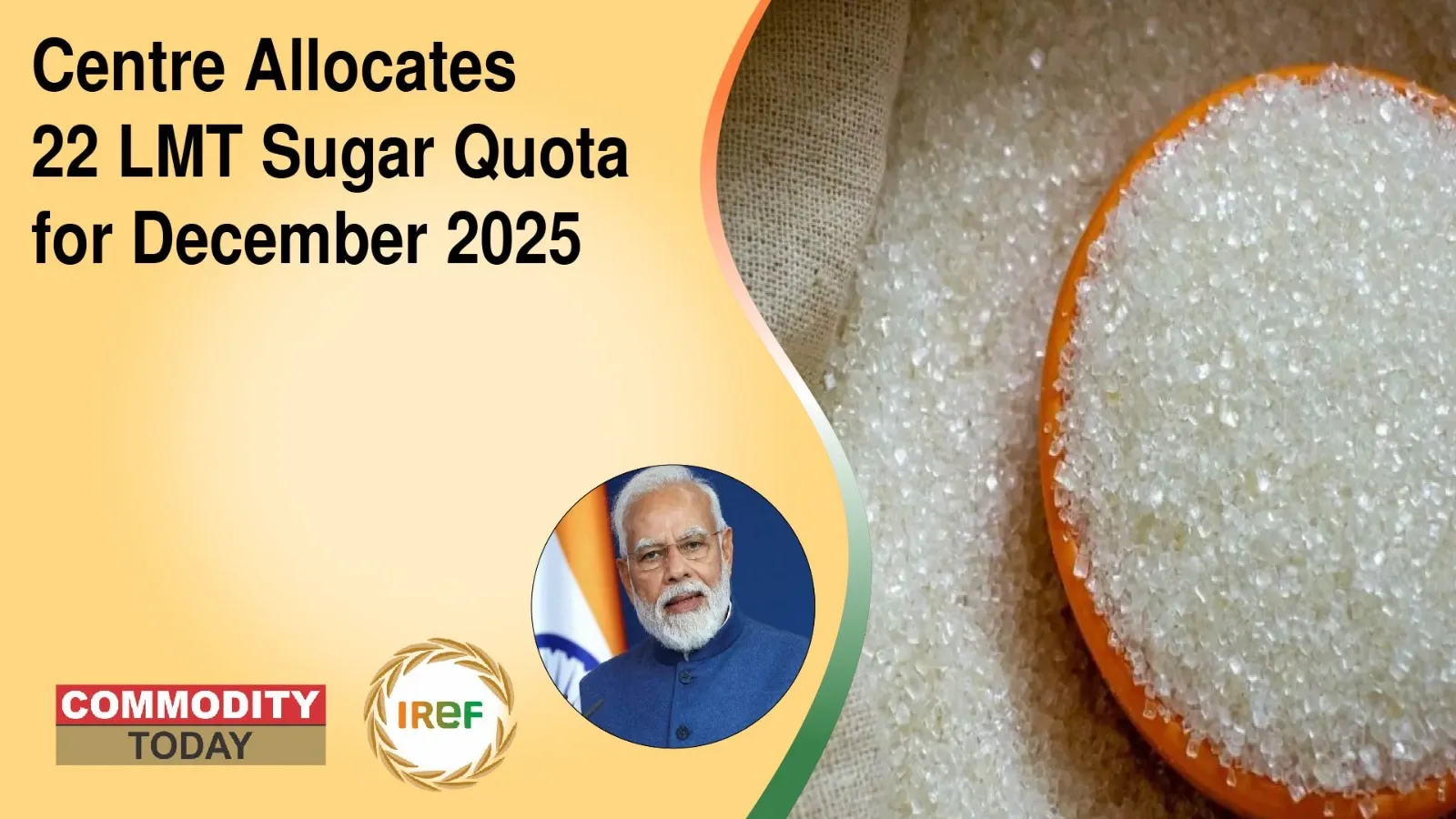 Centre Allocates 22 LMT Sugar Quota for December 2025