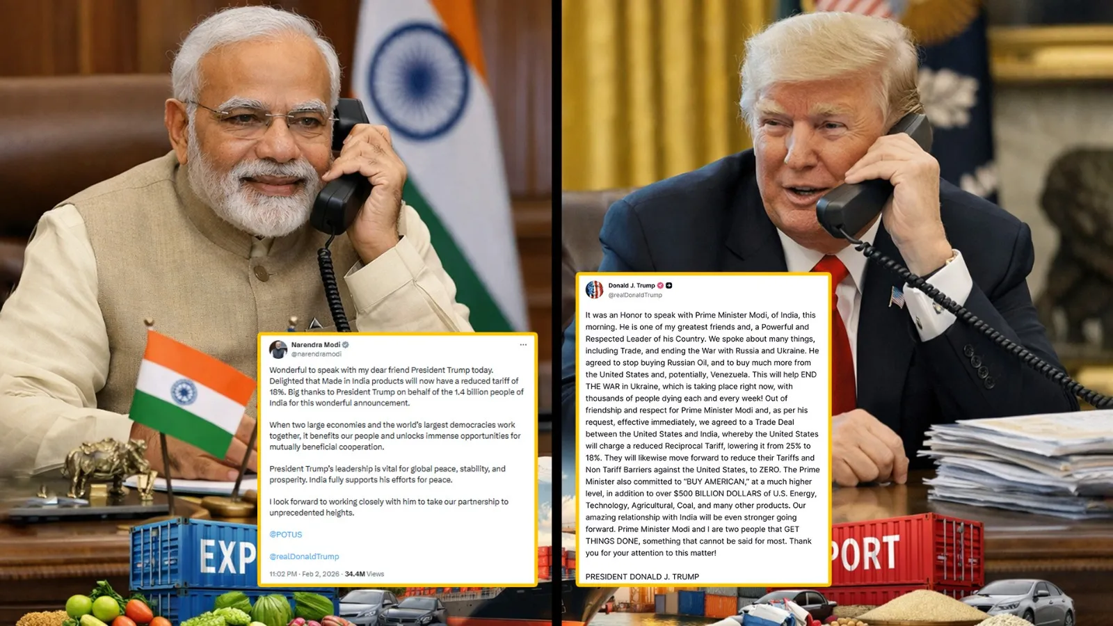Key highlights from the Modi–Trump phone call related to trade agreement